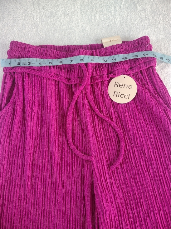 Rene Ricci Crinkle Drawstring Pants in Fuchsia Pink - Picture 4 of 11